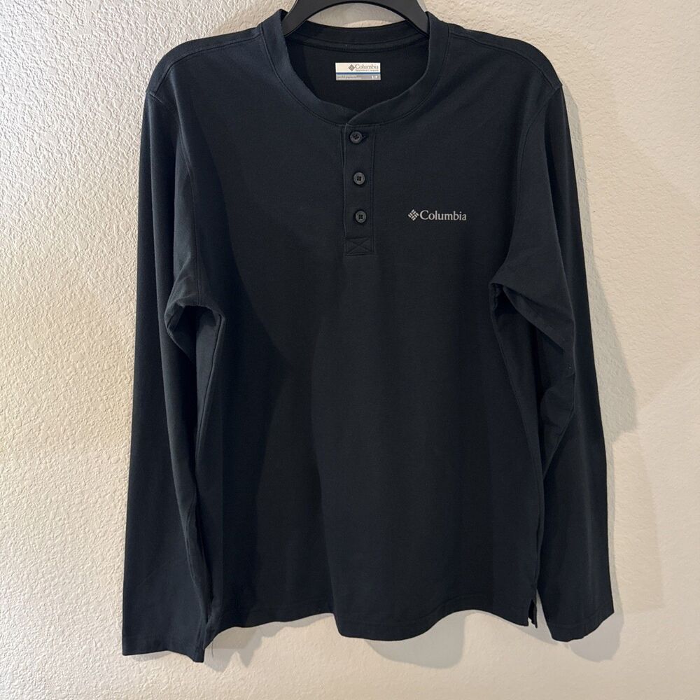 Columbia Men's Omni-Wick Thistletown Park Henley Shirt Small Long Sleeve Black